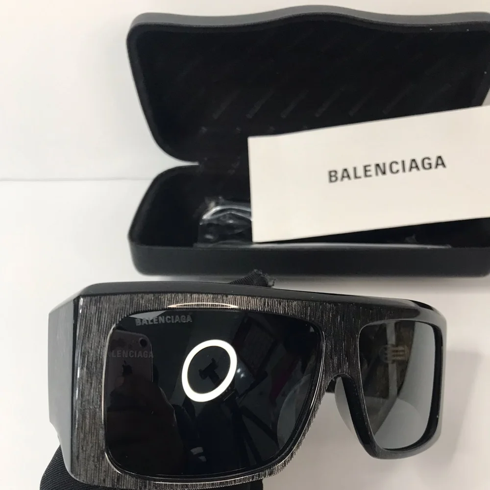 💯 Original Balenciaga Black BB0002S Shield Sunglasses